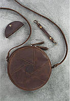 Женская сумка через плечо кожаная коричневая матовая круглая Бон-Бон BlankNote
