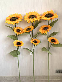 Соняшник декоративний.Гілка штучного соняшника ( 110 см на гілці 3 квітки )