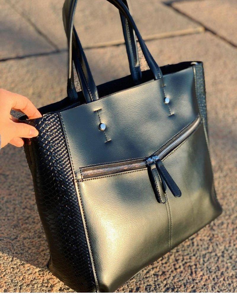 Женская кожаная сумка брендовая из натуральной кожи две змейки коричневая - фото 5 - id-p1240630188