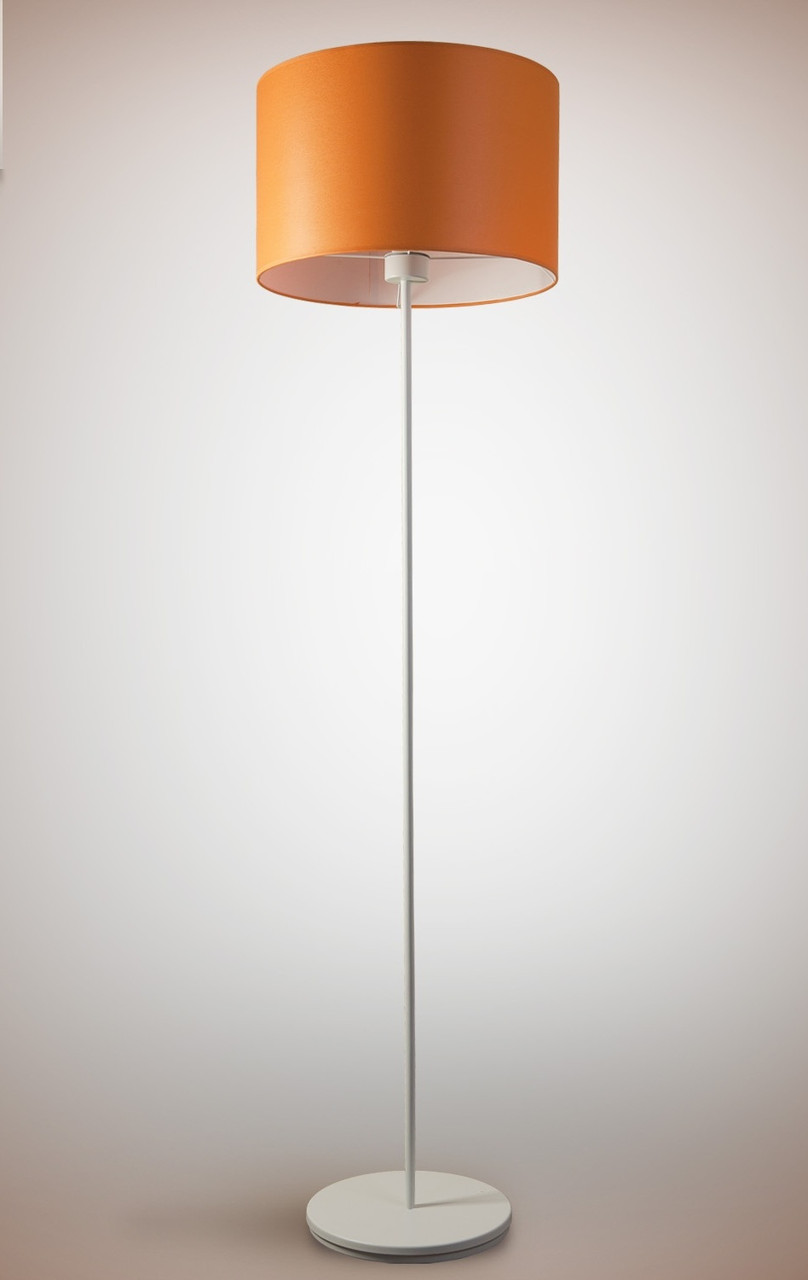 Торшер 1 ламповий з помаранчевим тканинним абажуром циліндр, фото 1