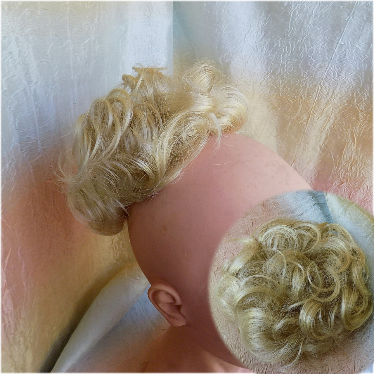 Гумка шиньон з канекалона платіновий 0215V-26, фото 1