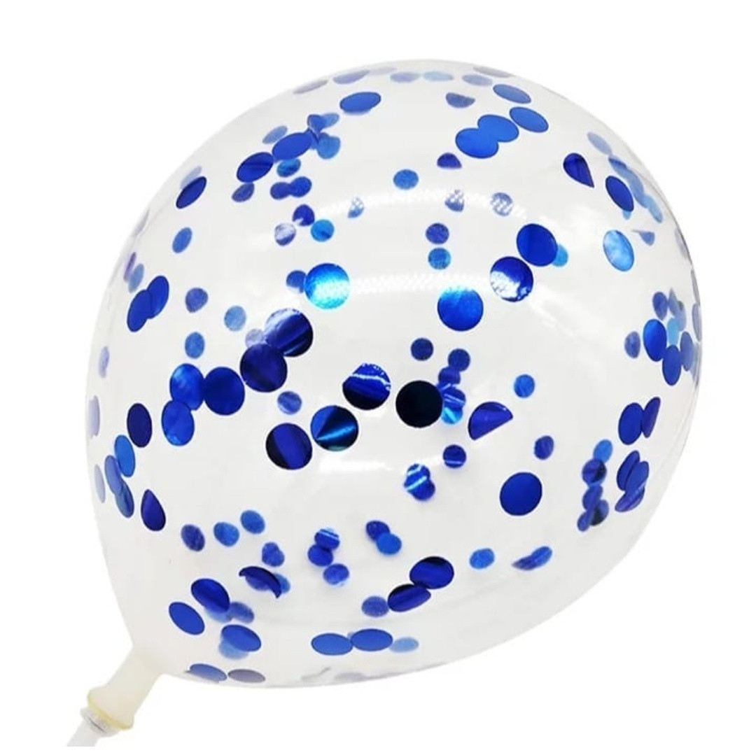 Повітряна кулька 12" (30см) з синім конфеті