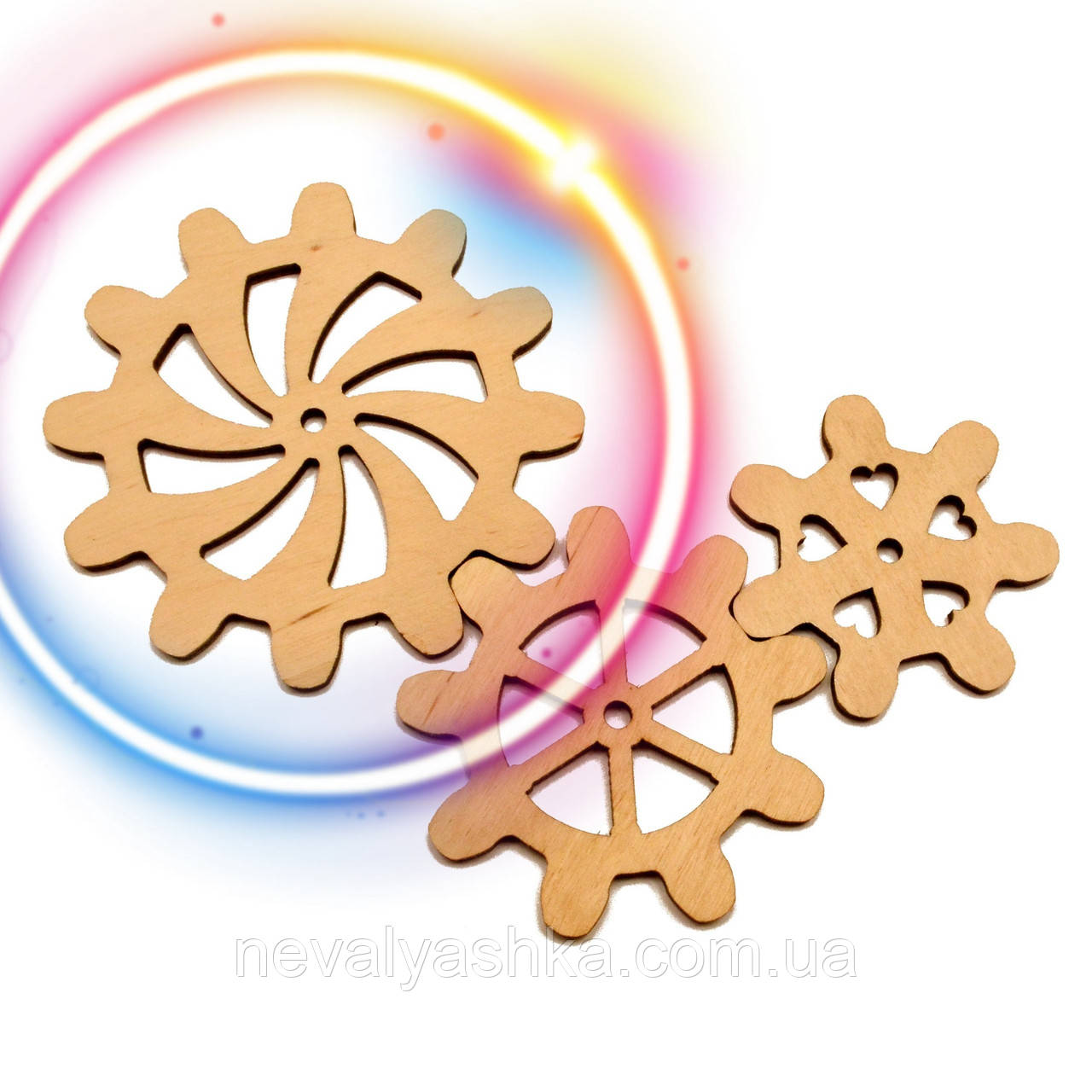 1 шт Дерев'яна Шестерінка 80 мм Заготовка для Бізіборду Шестерня з Фанери 8 см (Без Саморіза) Великі Зуби, фото 1