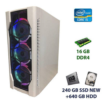 1stPlayer D4-WH-R1 Tower NEW / Intel Core i5-7400 (4 ядра по 3.0 - 3.5 GHz) / 16 GB DDR4 (2666 GHz) / 240 GB, фото 1