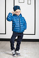 Стильная детская куртка для мальчика пуховик Италия GDB200 Голубой ӏ Верхняя одежда для мальчиков