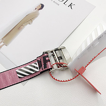 Ремінь Пояс Off White Original Belt Рожевий з металевою пряжкою 160 см, фото 5