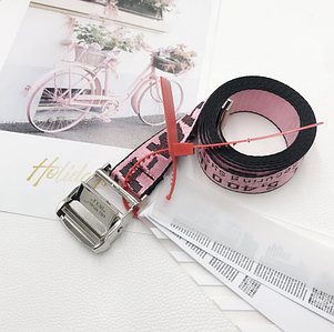Ремінь Пояс Off White Original Belt Рожевий з металевою пряжкою 160 см
