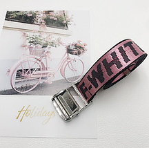 Ремінь Пояс Off White Original Belt Рожевий з металевою пряжкою 160 см, фото 3
