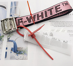 Ремінь Пояс Off White Original Belt Рожевий з металевою пряжкою 160 см, фото 4