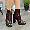 Черевики жіночі коричневі на високих підборах, натуральна шкіра рабат. 40 розмір, фото 6