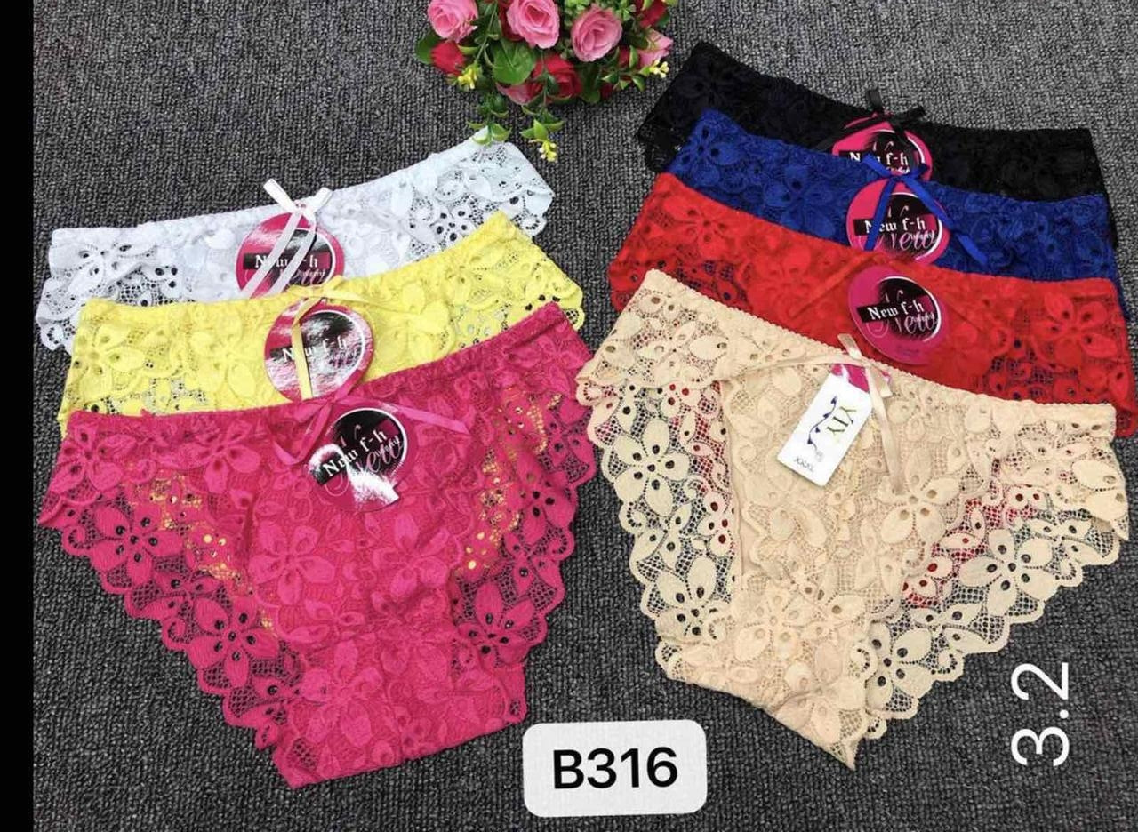 Трусики жіночі з Мереживом 46-50 (від 12 шт) Якісні жіночі труси Мікс кольорів, фото 1