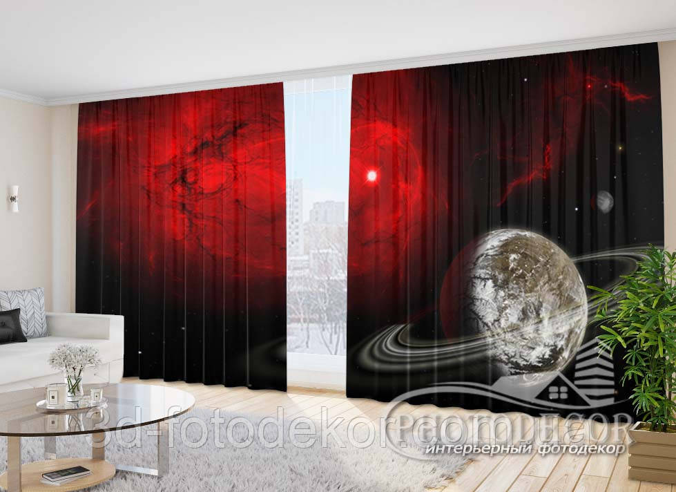 Фото Штори "Планети 10" 2,7м*4,0м (2 полотна по 2,0м), тасьма, фото 1