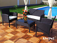 Набор садовой мебели Swing & Harmonie® (диван + стол + кресла) - Rio-XL Коричневый Черный