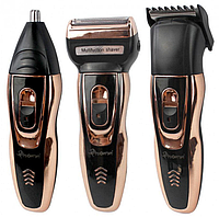 Мужской триммер бритва аккумуляторная для стрижки волос и бороды ProGemei Gold GM-595 про гемей голд 595