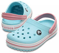 Детские сабо Crocs Kids' Crocband Clog, оригинал (204537) 28, холодно-голубой/белый