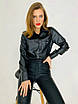 Жіноча шкіряна сорочка з довгим рукавом, фото 3
