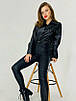 Жіноча шкіряна сорочка з довгим рукавом, фото 2