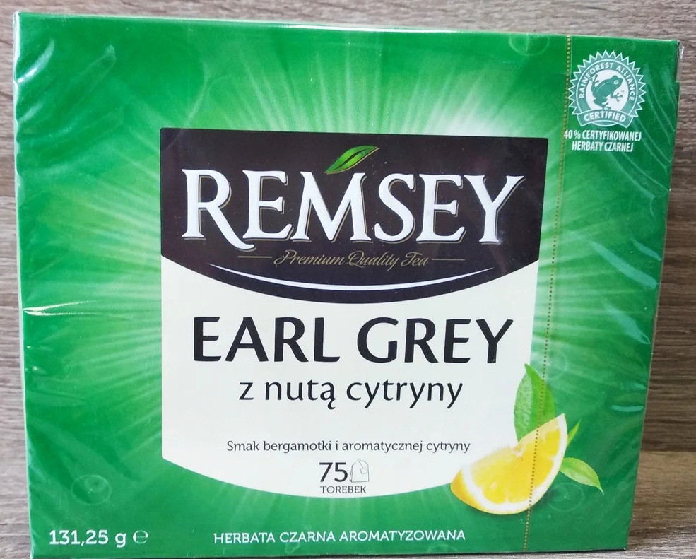 Черный чай Remsey Earl Grey с бергамотом и лимоном 75 пакетиков Польша - фото 2 - id-p354199266