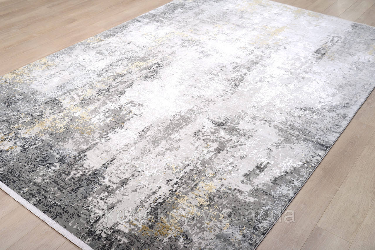 Преміальний щільний шовковий килим у сіро-білих тонах