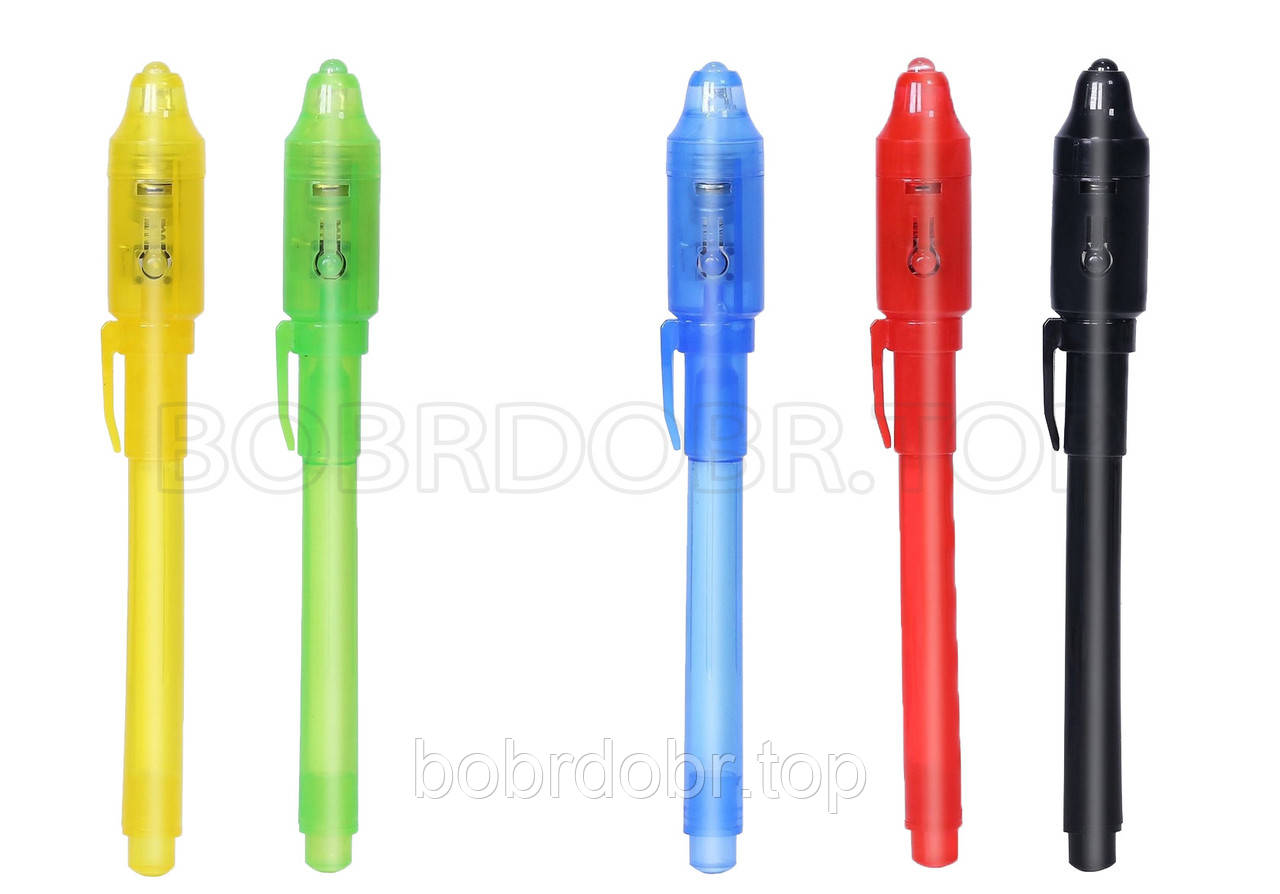 Набір із 5 шт.: Ультрафіолетовий маркер із невидимим чорнилом і ліхтариком uv, фото 1