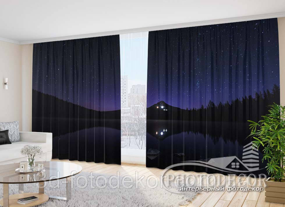 Фото Штори "Зоряне небо над водою" 2,7м*2,9м (2 полотна по 1,45м), тасьма, фото 1