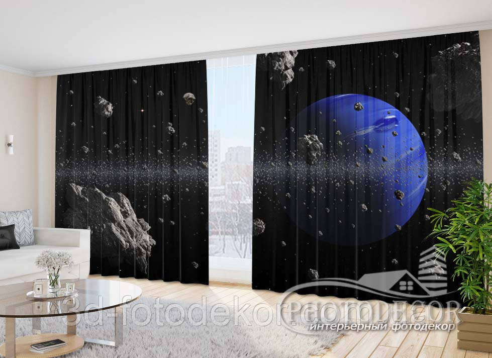 Фото Штори "Земля і астероїди" - будь-який розмір. Читаємо опис!, фото 1