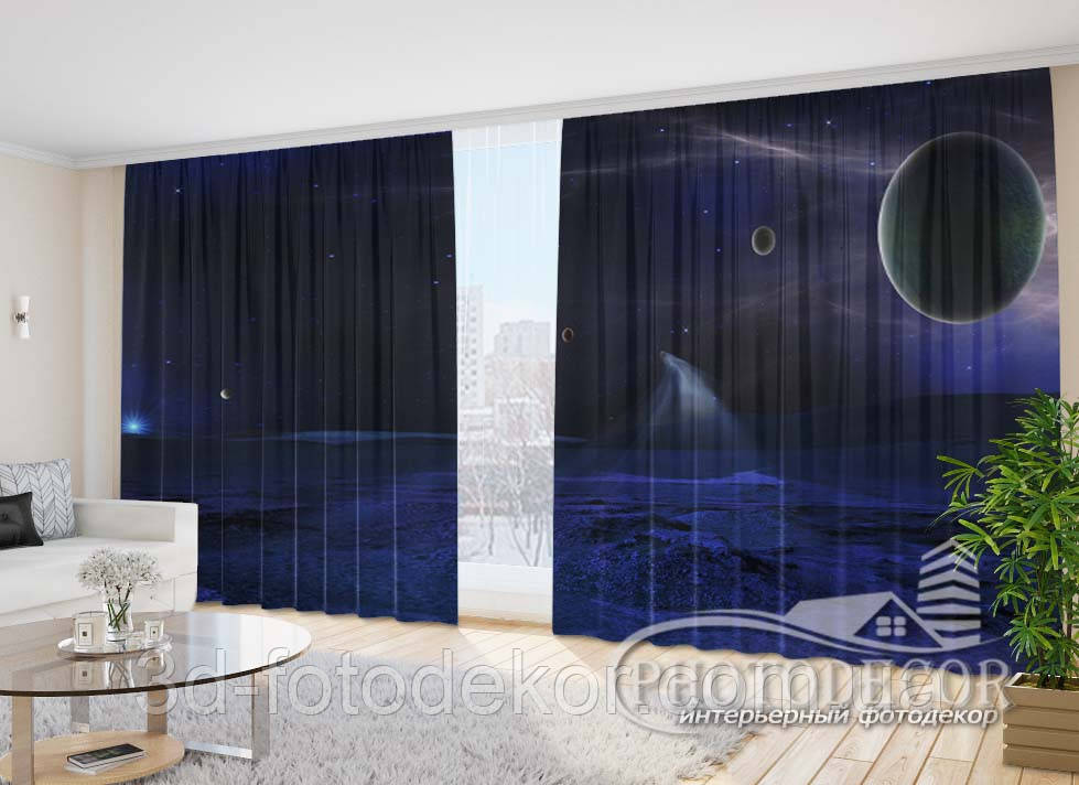 Фото Штори "Комети і планети" 2,7м*5,0м (2 полотна по 2,5м), тасьма, фото 1