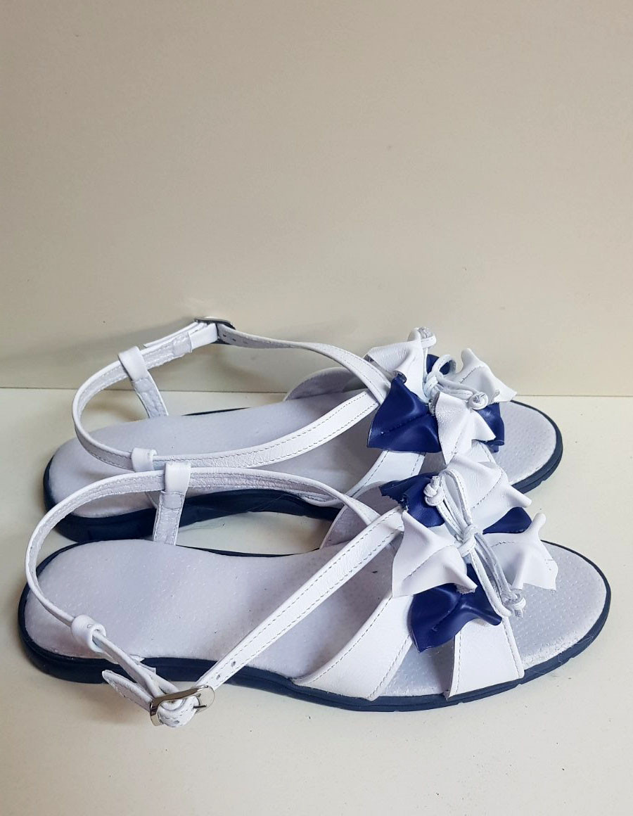 STTOPA Розміри 37-45. Босоніжки великих розмірів шкіряні. 319-3745 Білі Сині, фото 1