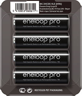 Акумулятори Panasonic Eneloop Pro AA 2600 mAh, BK-3HCC, 500 циклів (упаковка: sliding pack)