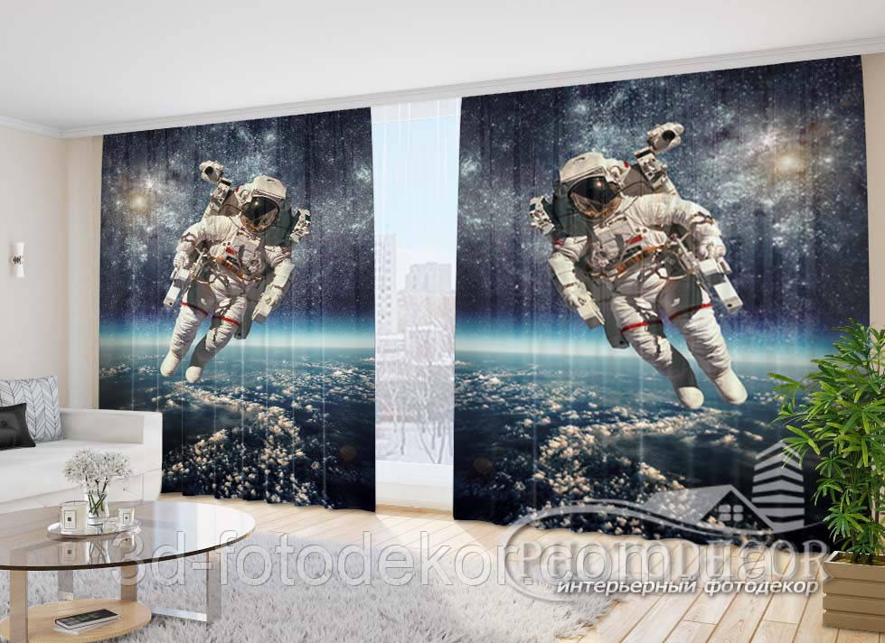 Фото Штори "Космонавти" 2,7м*5,0м (2 полотна по 2,5м), тасьма, фото 1