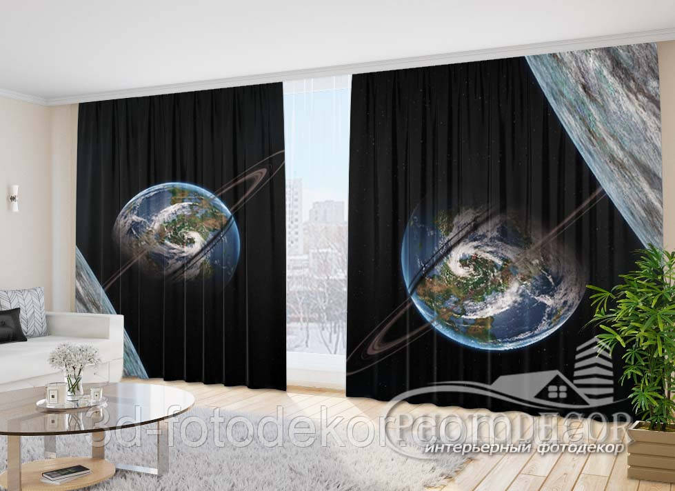 Фото Штори "Планета Земля 2" 2,7м*5,0м (2 полотна по 2,5м), тасьма, фото 1