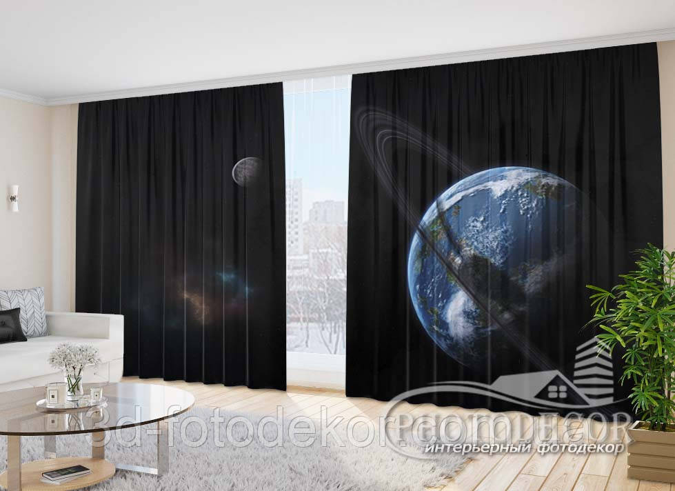 Фото Штори "Планета земля 4" 2,7м*2,9м (2 полотна по 1,45м), тасьма