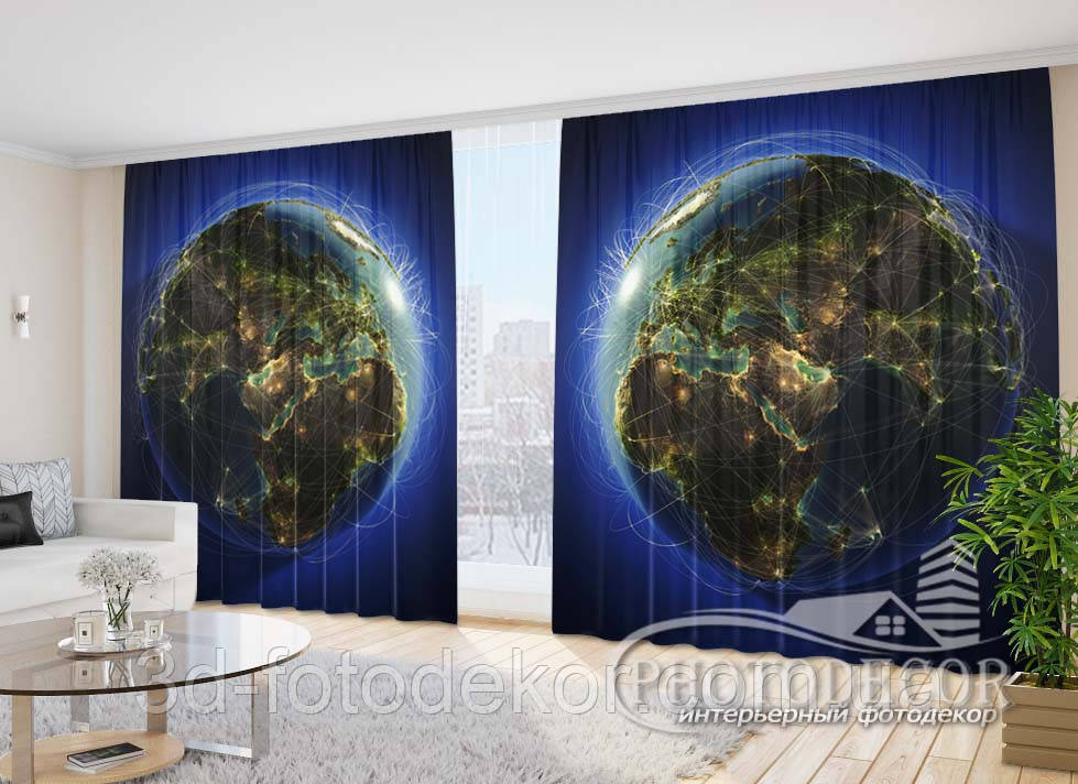 Фото Штори "Планета земля 5" 2,7м*4,0м (2 полотна по 2,0м), тасьма, фото 1