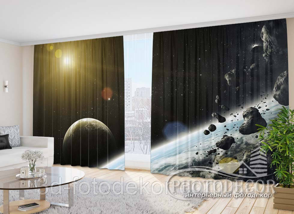 Фото Штори "Планети і астероїди" 2,7м*2,9м (2 полотна по 1,45м), тасьма, фото 1