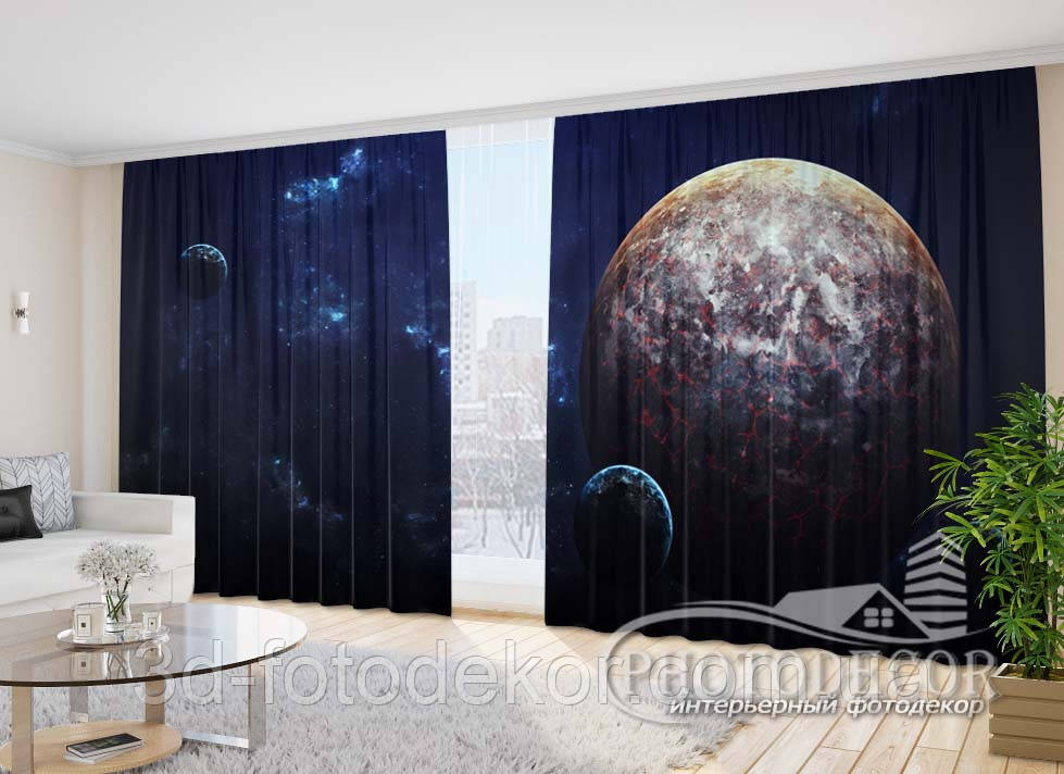 Фото Штори "Планети 1" 2,7м*5,0м (2 полотна по 2,5м), тасьма, фото 1