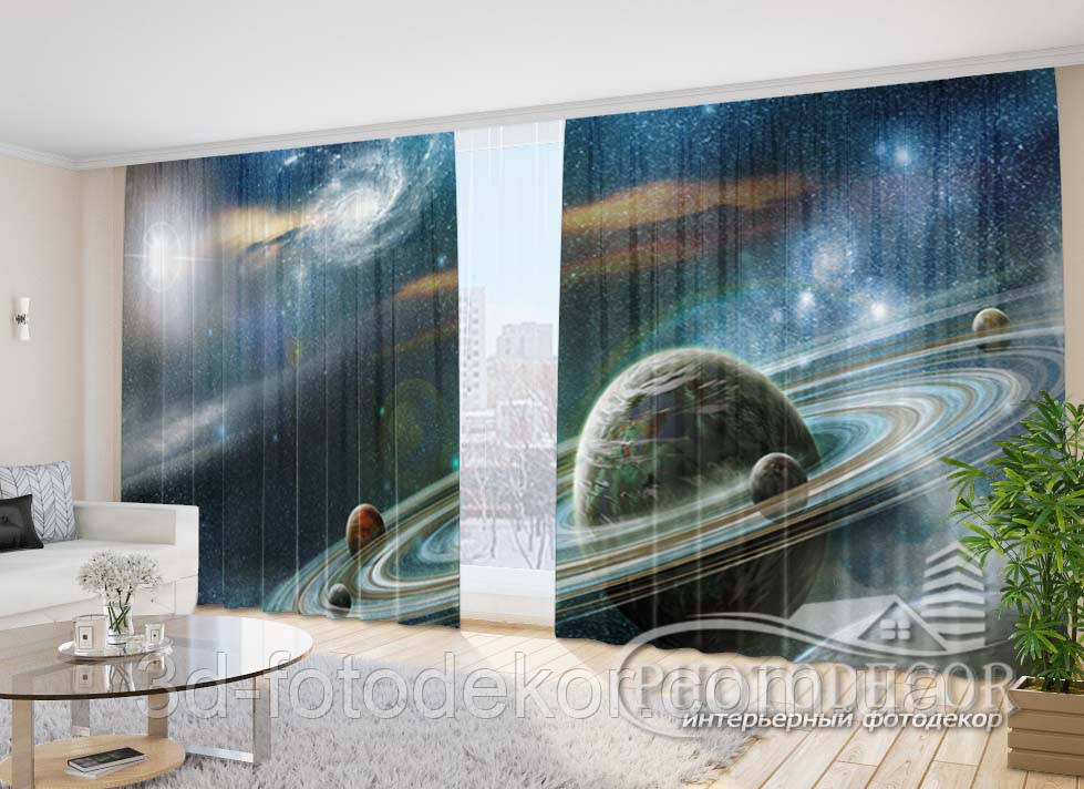 Фото Штори "Планети 9" 2,7м*4,0м (2 полотна по 2,0м), тасьма, фото 1