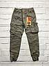 Котонові штани з кишенями для хлопчика сірі на манжеті Розмір 146 см, фото 2