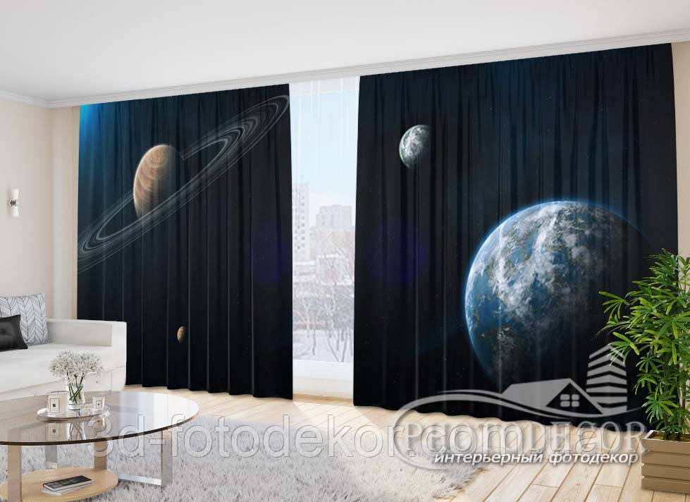 Фото Штори "Планети 12" 2,7м*2,9м (2 полотна по 1,45м), тасьма, фото 1