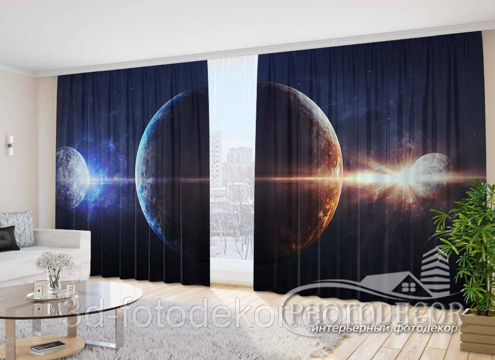 Фото Штори "Планети 16" 2,7м*5,0м (2 полотна по 2,5м), тасьма, фото 1
