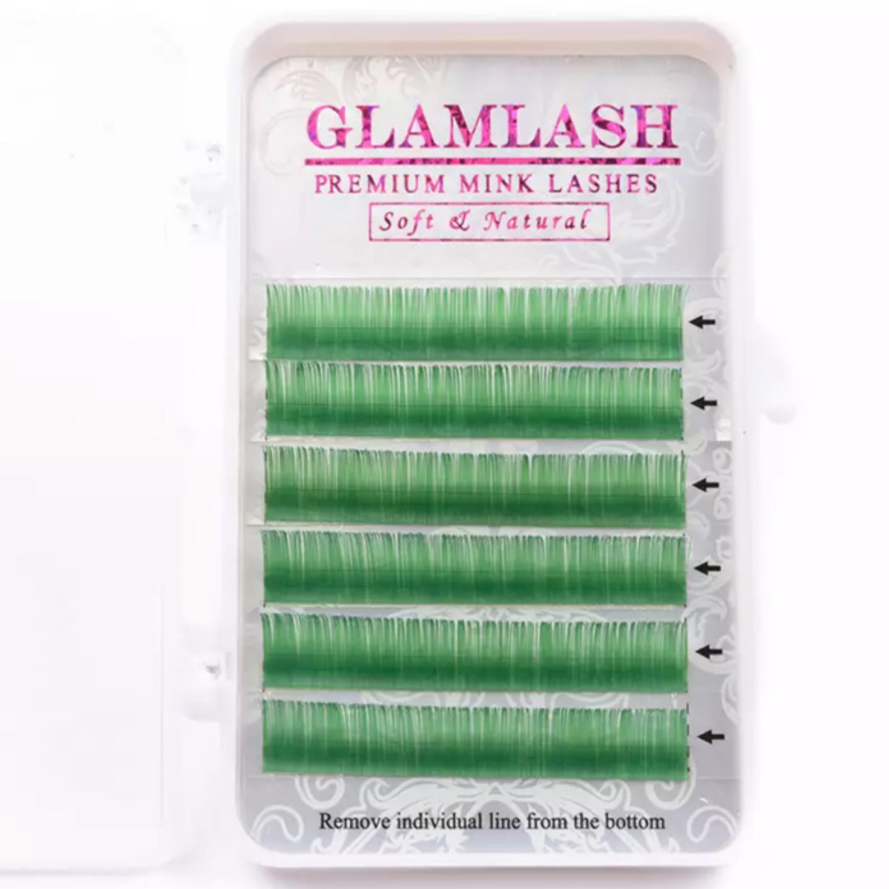 Зелені вії "GLAMLASH", С/0.07-12 мм, мініплетення