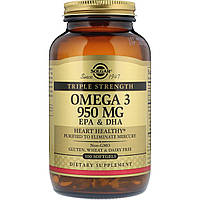 Solgar, Omega-3 950 mg (100 капс.), омега-3 концентрат, Солгар омега-3