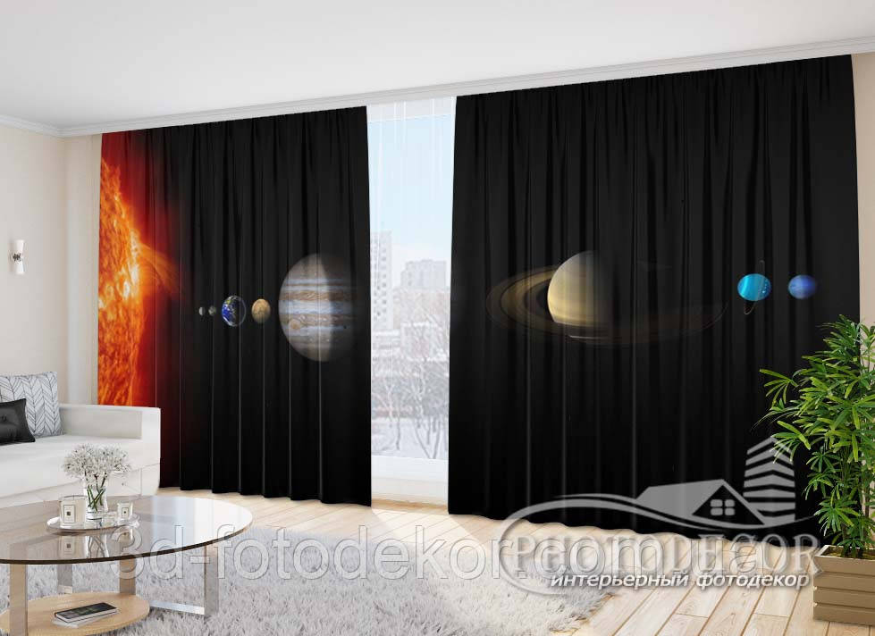 Фото Штори "Планети сонячної системи 1" 2,7м*2,9м (2 полотна по 1,45м), тасьма, фото 1