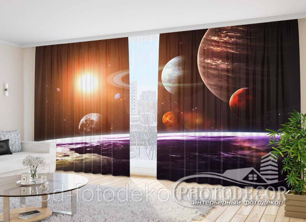 Фото Штори "Планети" 2,7м*4,0м (2 полотна по 2,0м), тасьма, фото 1