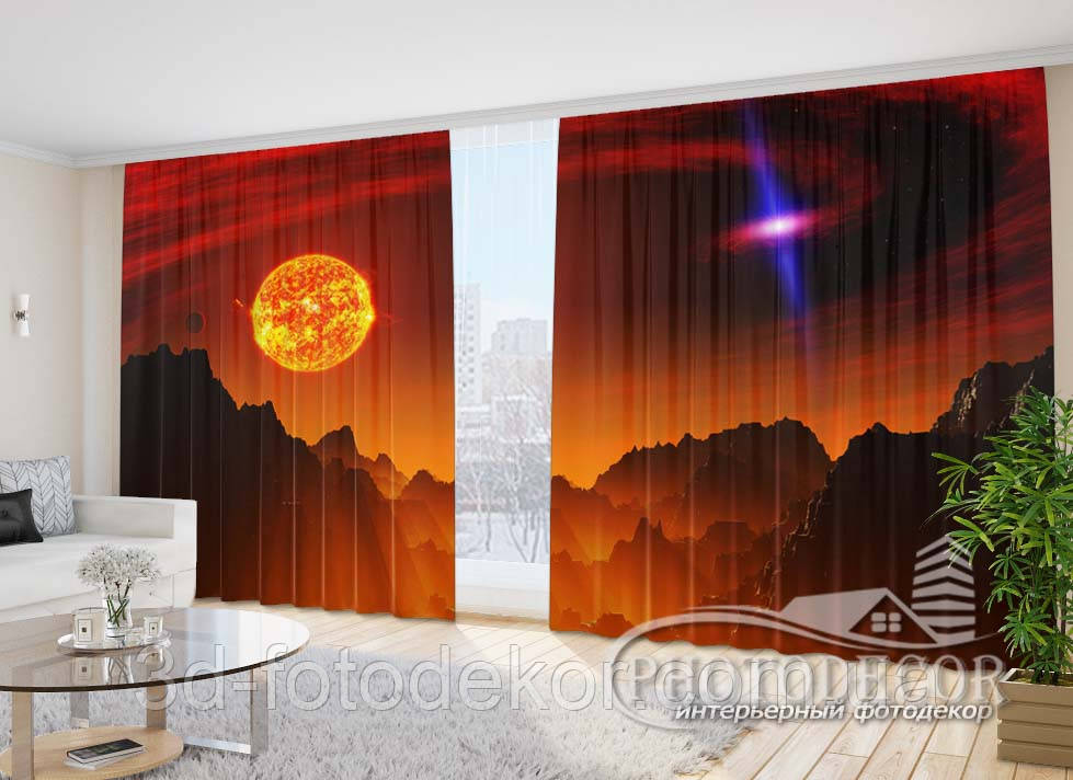 Фото Штори "Сонце і чумацький шлях" 2,7м*4,0м (2 полотна по 2,0м), тасьма, фото 1