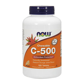 Вітамін Ц-500 Жувальний Нау Фудс / Now Foods C-500 chewable 100 таблеток апельсин
