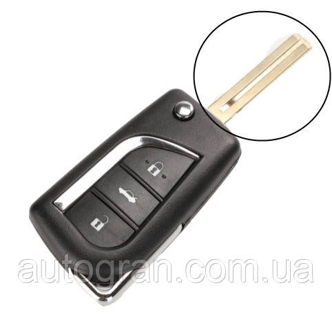 Корпус ключа Toyota Corolla 3 кнопки новий тип лезо TOY48, фото 1