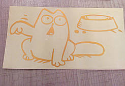 Вініл вініл наклейка шильд значок емблема прикраса шильдик для автомобіля авто КОТИК бак бежевий