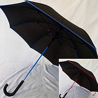 Зонт трость чёрная только с красной каймой на 8 спиц