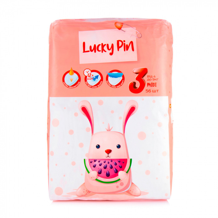 Підгузники LuckyPin розмір 3, 4-9 кг, 56 шт