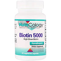 Біотин 5000 мкг, Biotin 5000, Nutricology, 60 капсул вегетаріанських